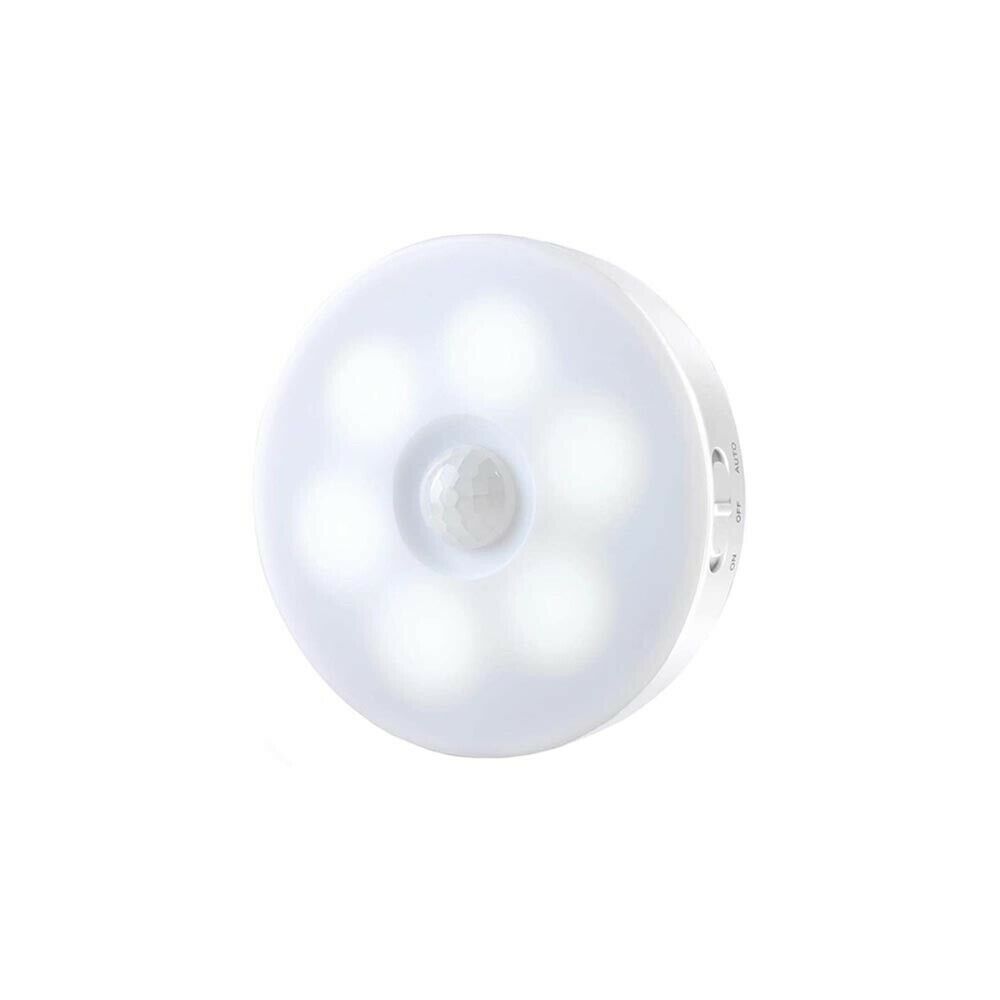 FARETTO 6 LED CON SENSORE DI MOVIMENTO RICARICABILE USB LAMPADA 6W LUCE BIANCA