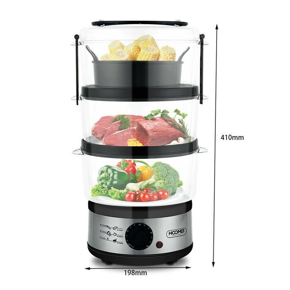 VAPORIERA ELETTRICA COTTURA AL VAPORE CUCINA SANA PER DIETA 500W 7,5 LT