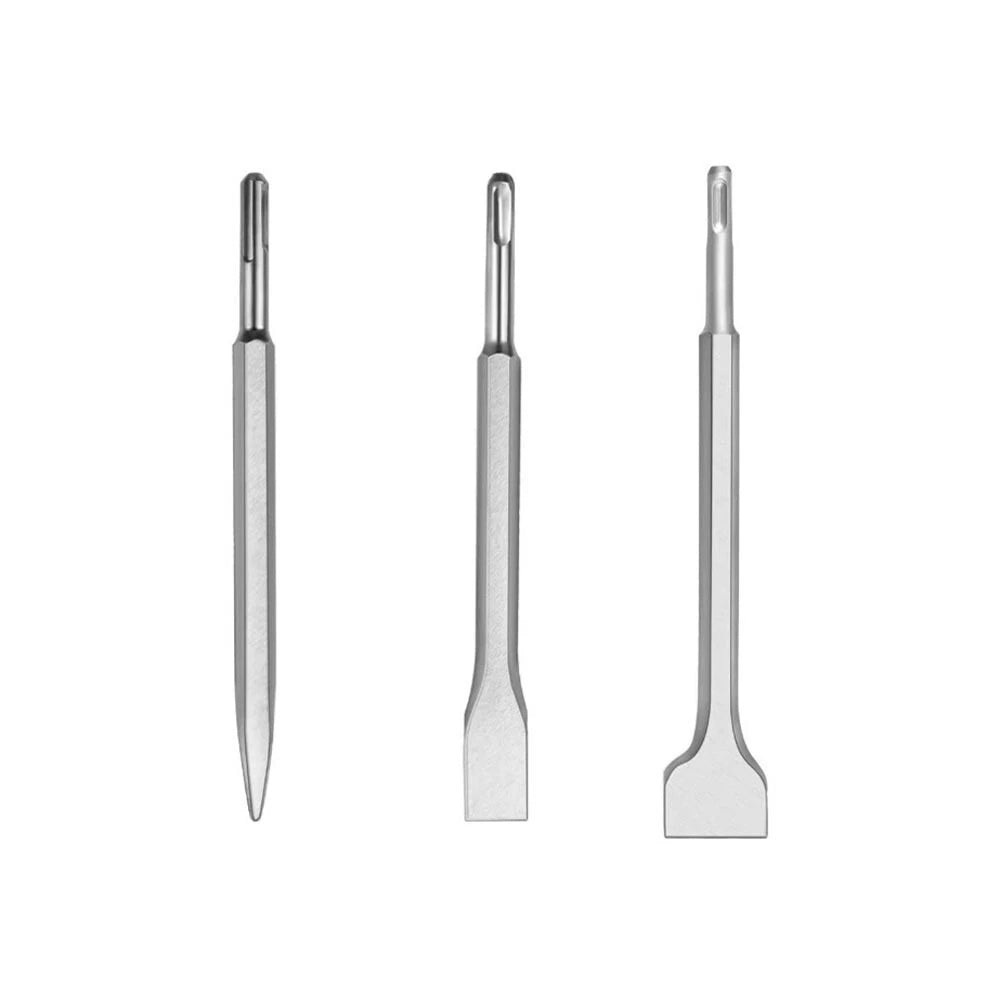 KIT 3 SCALPELLI SDS PLUS SCALPELLO PIATTO PUNTA PER TRAPANO MARTELLO DEMOLITORE