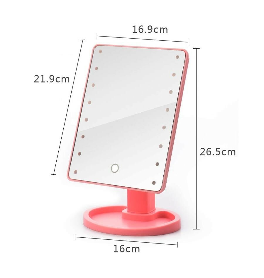 SPECCHIO DA TRUCCO ILLUMINATO . 16 LED TASTO TOUCH ROSA