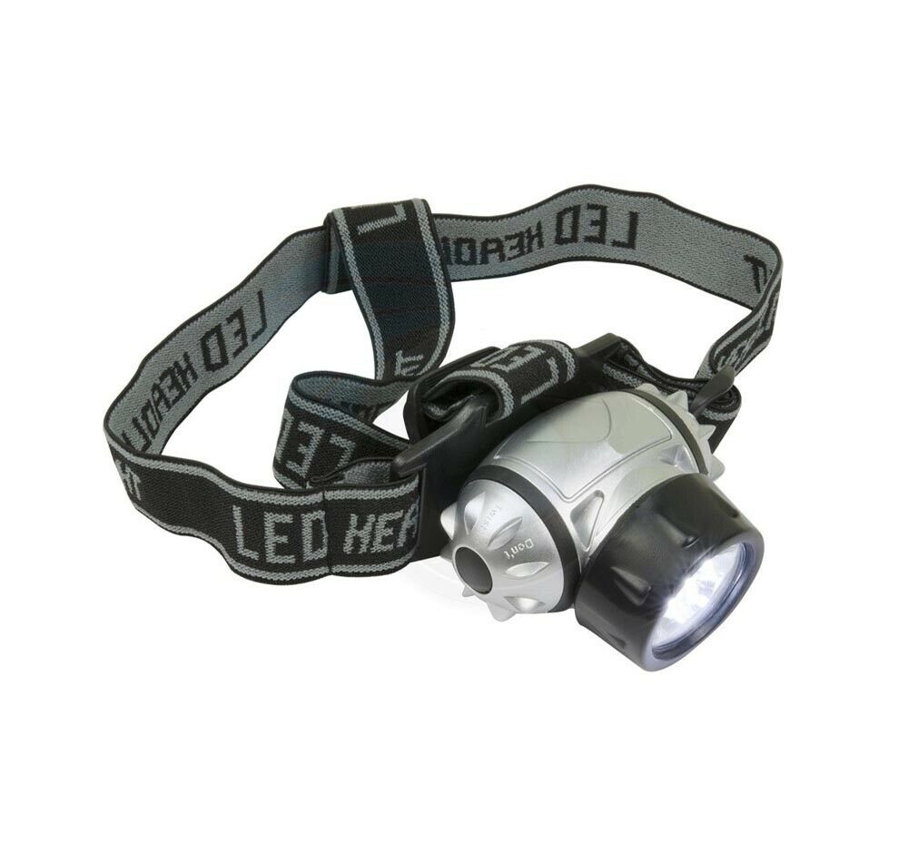 TORCIA FRONTALE 7 LED LUCE BIANCA LAMPADA DA TESTA CASCO