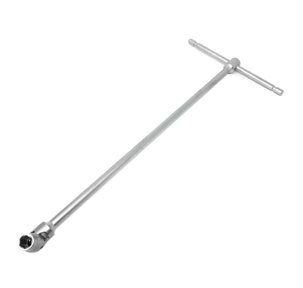 CHIAVE BUSSOLA 10 MM DOPPIO SNODO TESTA SNODABILE MANIGLIA A T LUNGA 44 CM