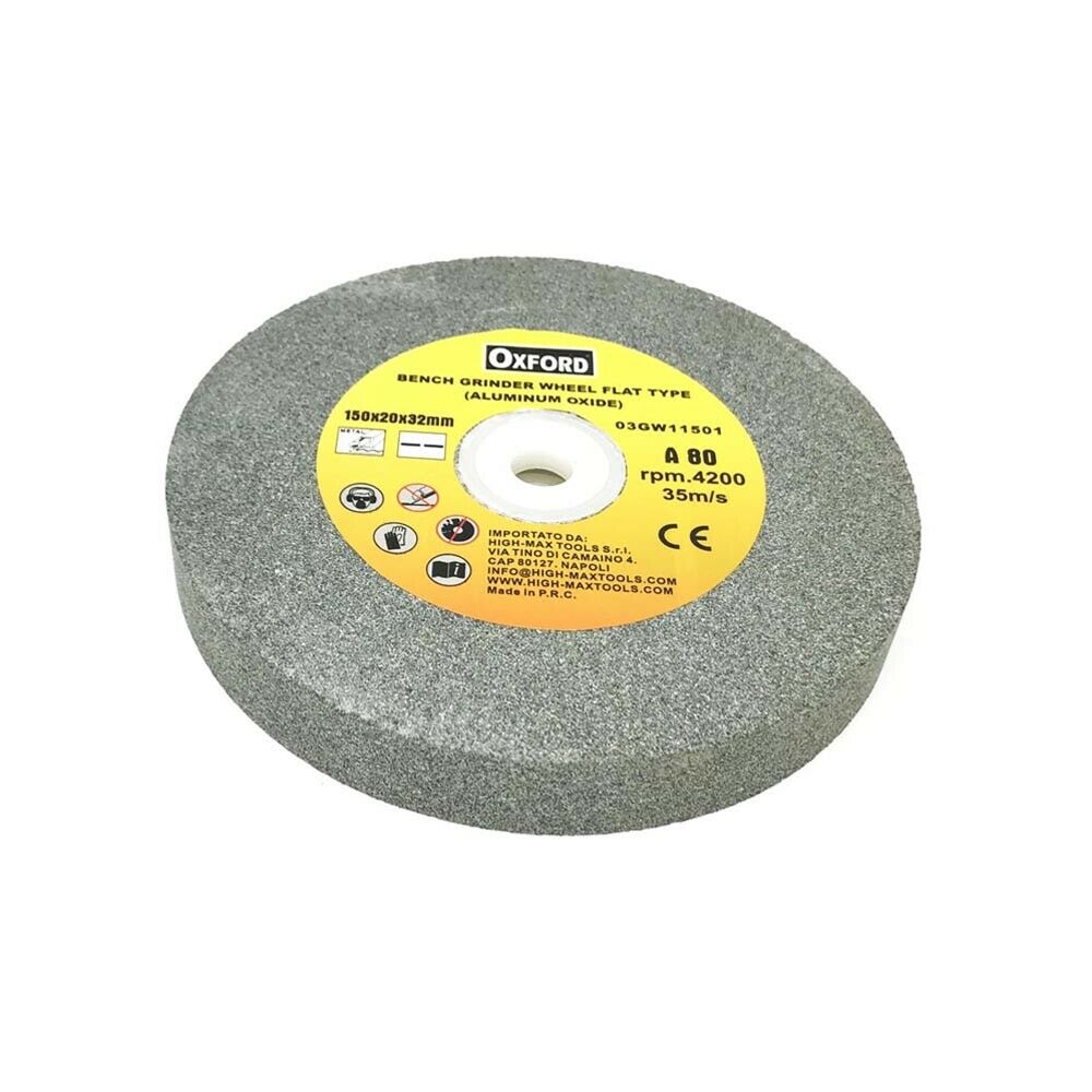 DISCO IN PIETRA ABRASIVA GRANA A 80 . PER MOLA SMERIGLIATRICE DA BANCO 150 MM
