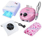 KIT RICOSTRUZIONE UNGHIE LIMA FRESA LAMPADA UV 36W ASPIRATORE CUSCINO NAIL ART