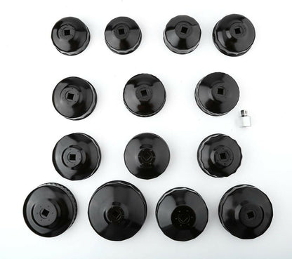CHIAVI FILTRO OLIO AUTO KIT CHIAVE A TAZZA 15 PZ SVITA TUTTI MODELLI UNIVERSALE