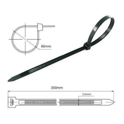 200 PEZZI FASCETTE DI CABLAGGIO FASCETTA 3.6 300 MM IN NYLON NERO