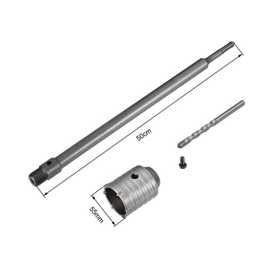 FRESA A TAZZA 55 MM ASTA PROLUNGA  . 50 CM PER TRAPANO ATTACCO SDS PLUS