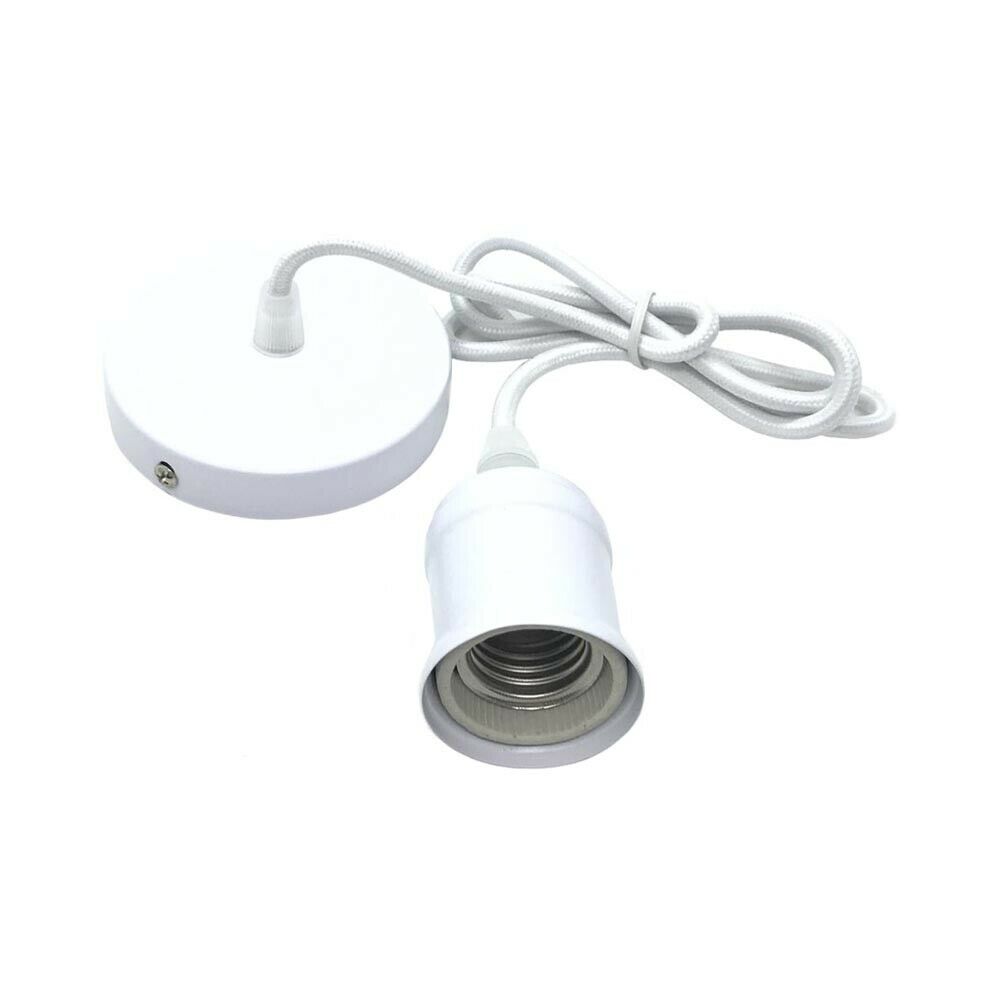 PORTALAMPADA LAMPADARIO A SOSPENSIONE PORTA LAMPADINA E27 CAVO 120 MM BIANCO