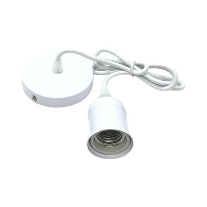 PORTALAMPADA LAMPADARIO A SOSPENSIONE PORTA LAMPADINA E27 CAVO 120 MM BIANCO