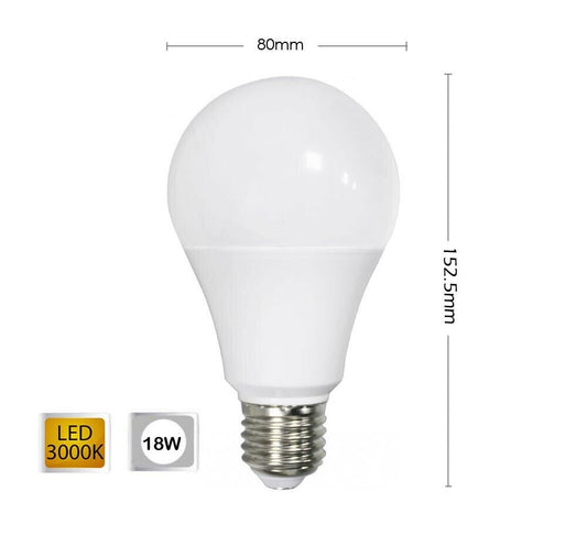 LAMPADINA LED 18 W LAMPADA GLOBO SFERA LUCE CALDA E27 A80