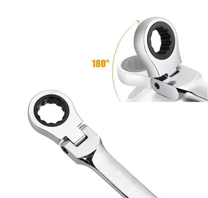 CHIAVE A SNODO 10 MM CRICCHETTO NERO A 12 DENTI TESTA GIREVOLE 180°