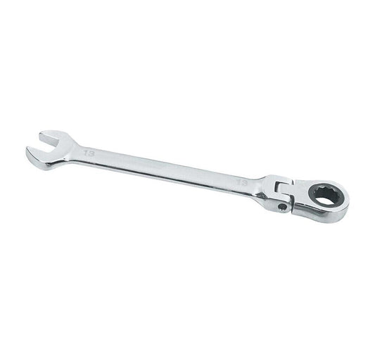 CHIAVE A SNODO 13 MM CRICCHETTO NERO A 12 DENTI TESTA GIREVOLE 180° 18.5 CM
