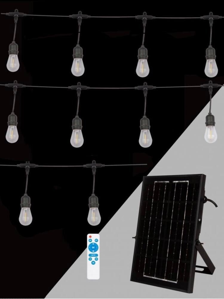 CATENA LUMINOSA PANNELLO SOLARE 10 LAMPADINE LAMPAD. E27 IMPERM. IP65 S20A-10M
