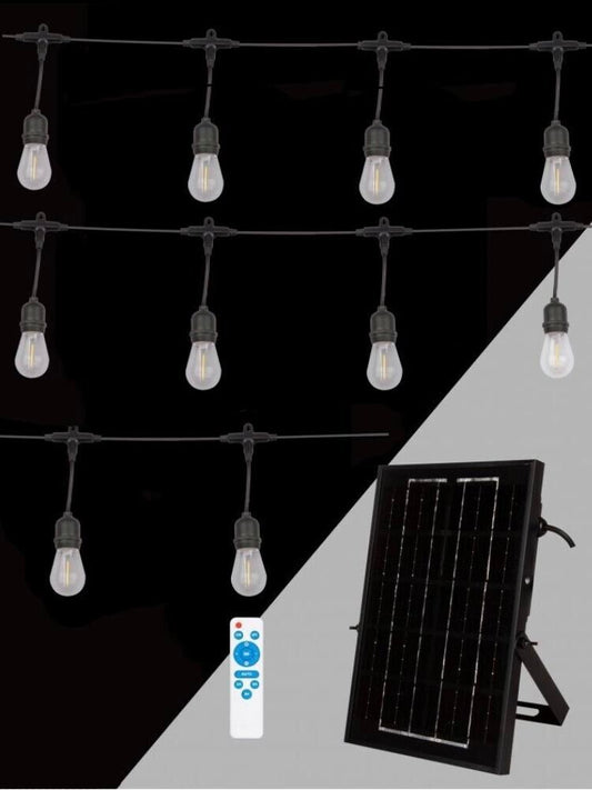 CATENA LUMINOSA PANNELLO SOLARE 10 LAMPADINE LAMPAD. E27 IMPERM. IP65 S20A-10M