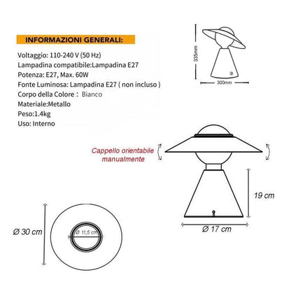 LAMPADA DA TAVOLO SCRIVANIA COMODINO LUME PORTA LAMPADINA E27 LUMETTO BIANCO