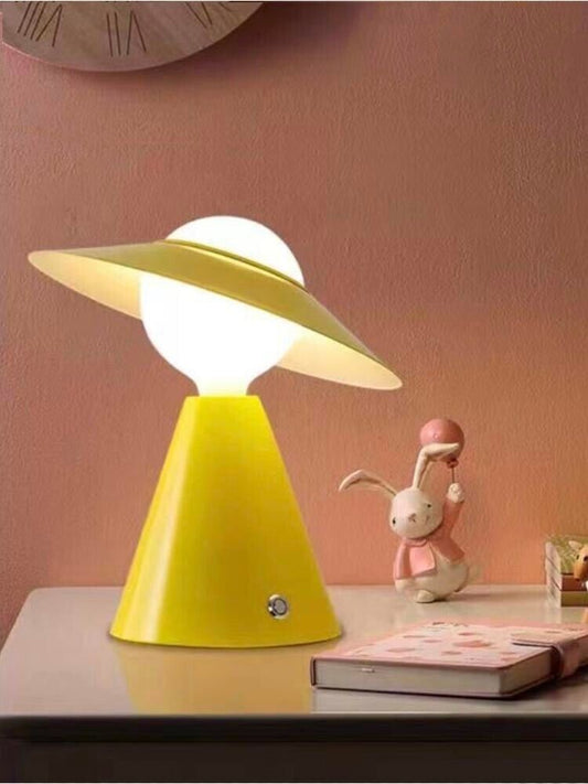 LAMPADA DA TAVOLO SCRIVANIA COMODINO LUME PORTA LAMPADINA E27 LUMETTO GIALLO