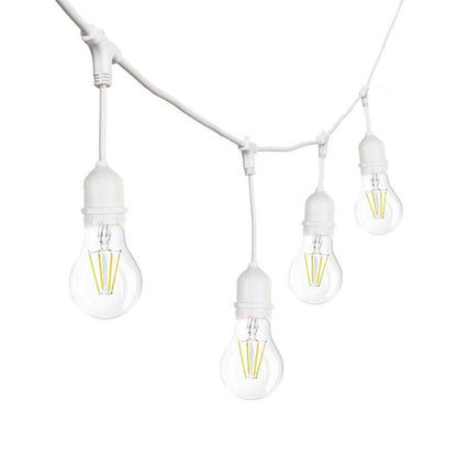 CATENA LUMINOSA 10 PORTA LAMPADINA E27 CAVO PROLUNGA ESTERNO IMPERMEABILE BIANCO