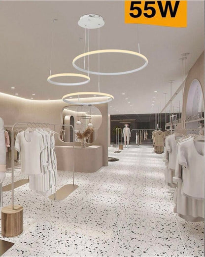 LAMPADARIO A SOSPENSIONE 3 ANELLI LED 55 WATT LUCE CALDA 3000K STILE MODERNO