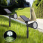 COPPIA FARO CON PANNELLO SOLARE RICARICABILE 7 WATT FARETTO LUCE BIANCA GIARDINO