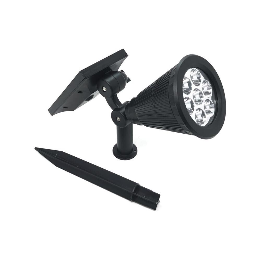 COPPIA FARO CON PANNELLO SOLARE RICARICABILE 7 WATT FARETTO LUCE BIANCA GIARDINO