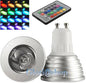 LAMPADINA 1 LED RGB GU10 FARETTO 3W LUCE MULTICOLORI EFFETTI STROBO TELECOMANDO