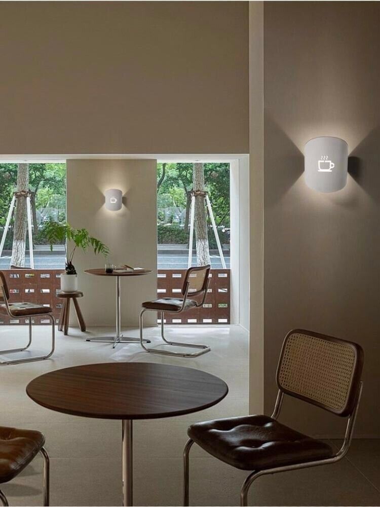 APPLIQUE CON DISEGNO TAZZA DEL CAFFÈ LAMPADA DA PARETE ATTACCO G9 BIANCO