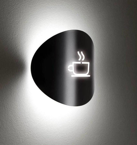 APPLIQUE A PARETE CON DISEGNO TAZZA DEL CAFFÈ LAMPADA ATTACCO G9 NERO