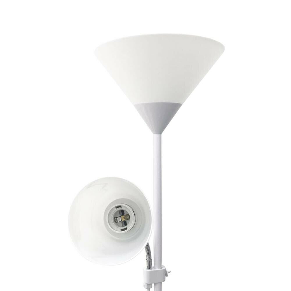LAMPADA PIANTANA DA TERRA 2 PORTA LAMPADINA E27 INTERRUTTORE ON OFF BIANCA