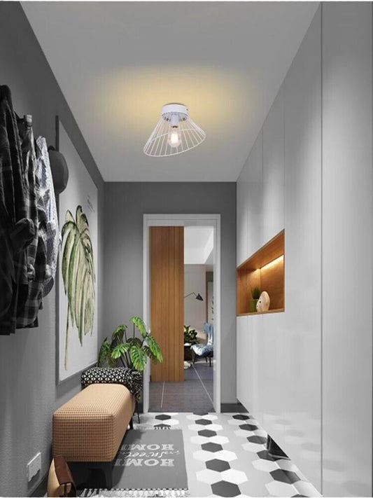 PLAFONIERA LAMPADARIO IN METALLO PORTA LAMPADINA E27 BIANCO
