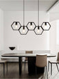 LAMPADARIO A SOSPENSIONE 5 PORTALAMPADA E27 IN METALLO GEOMETRICO ESAGONALE