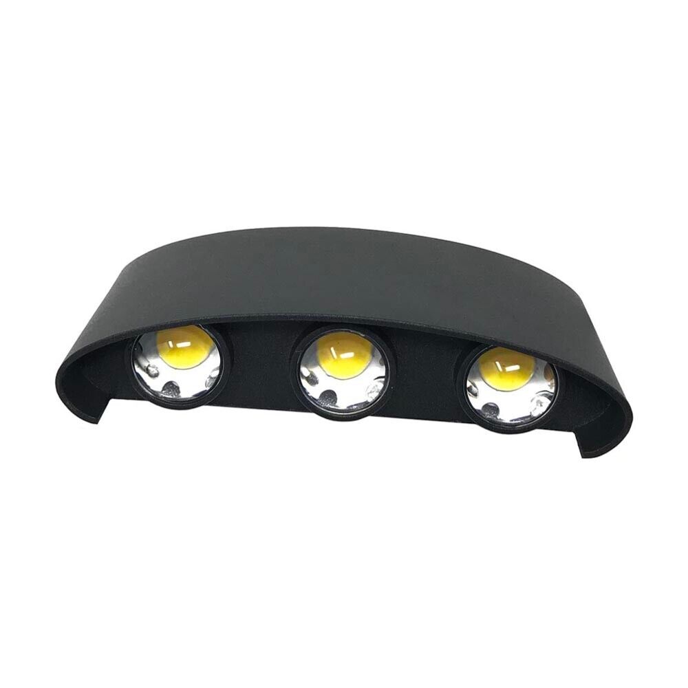 APPLIQUE LED LUCE BIANCA 6500K LAMPADA 16 W 6 COB DA PARETE ESTERNO INTERNO NERO