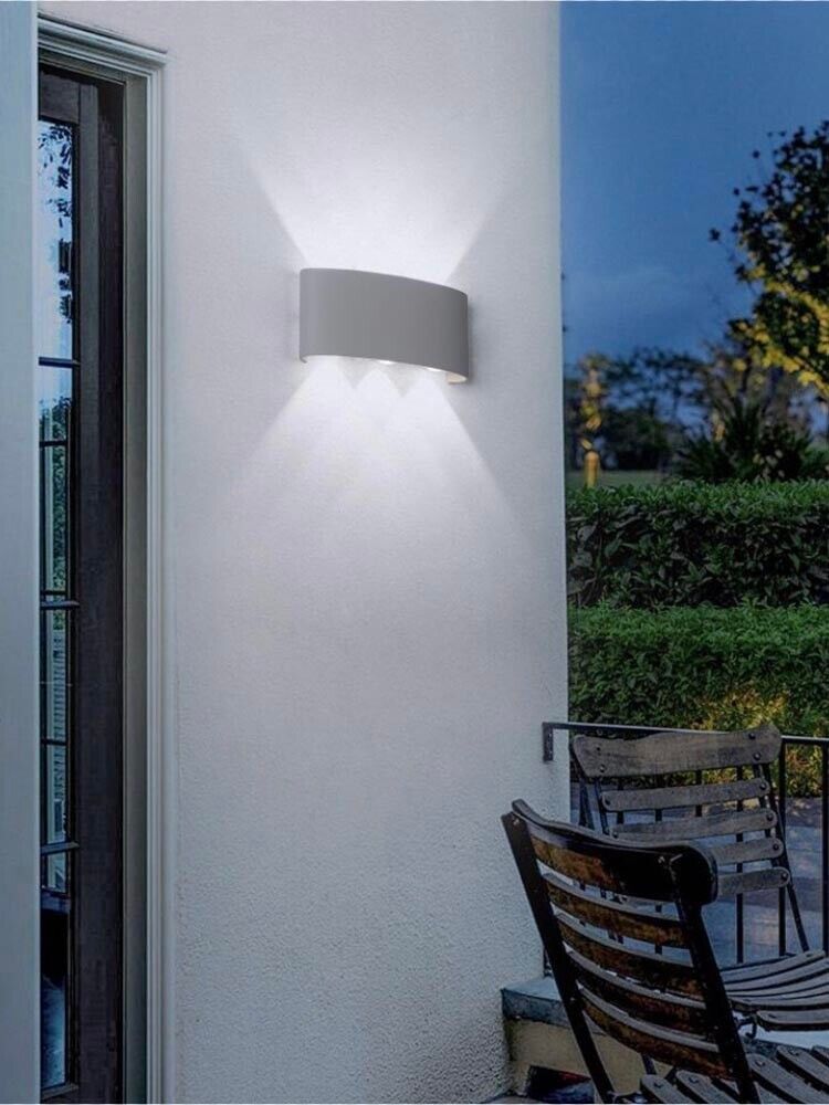 APPLIQUE LED LUCE BIANCA FARETTO 16 W LAMPADA DA PARETE 6 COB IP65 GRIGIO ES68GF