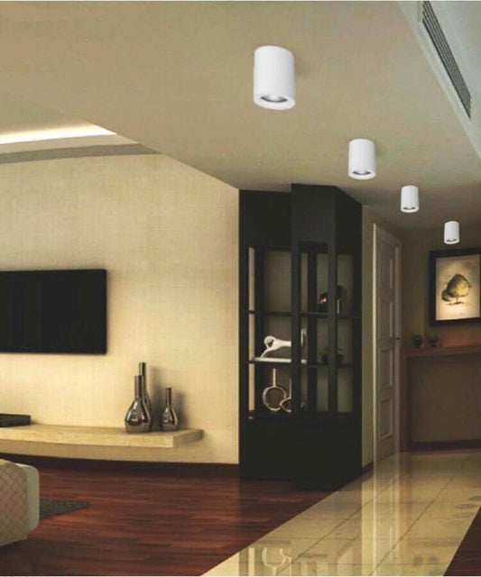 PORTAFARETTO DA SOFFITTO IN GESSO ATTACCO GU10 PORTA FARETTO A CILINDRO BIANCO