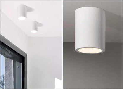 PORTAFARETTO DA SOFFITTO IN GESSO ATTACCO GU10 PORTA FARETTO A CILINDRO BIANCO