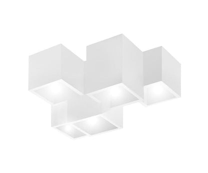LAMPADARIO DA SOFFITTO CUBO IN GESSO VERNICIABILE SUPPORTO FARETTO GU10 X 5