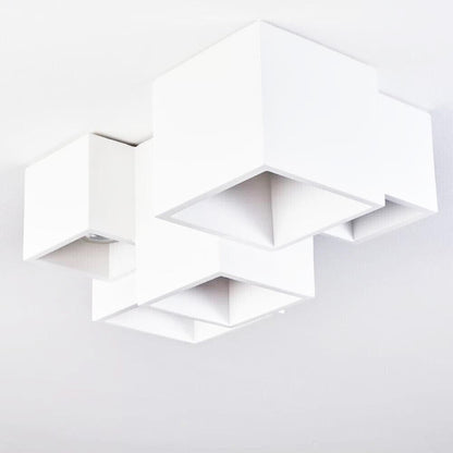 LAMPADARIO DA SOFFITTO CUBO IN GESSO VERNICIABILE SUPPORTO FARETTO GU10 X 5