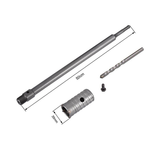 FRESA A TAZZA 35 MM ASTA PROLUNGA 50 CM PER TRAPANO ATTACCO SDS PLUS