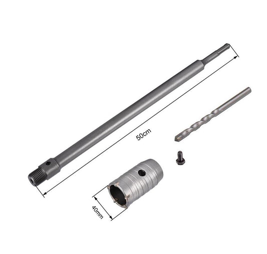 FRESA PER MURO A TAZZA 40 MM ASTA PROLUNGA 50 CM PER TRAPANO ATTACCO SDS PLUS