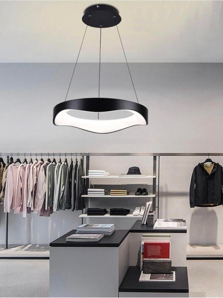 LAMPADARIO PLAFONIERA LED A ONDA 38 W 3 COLORI LUCE BIANCA CALDA NATURALE NERO
