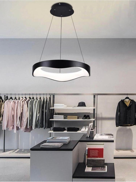 LAMPADARIO PLAFONIERA LED A ONDA 38 W 3 COLORI LUCE BIANCA CALDA NATURALE NERO