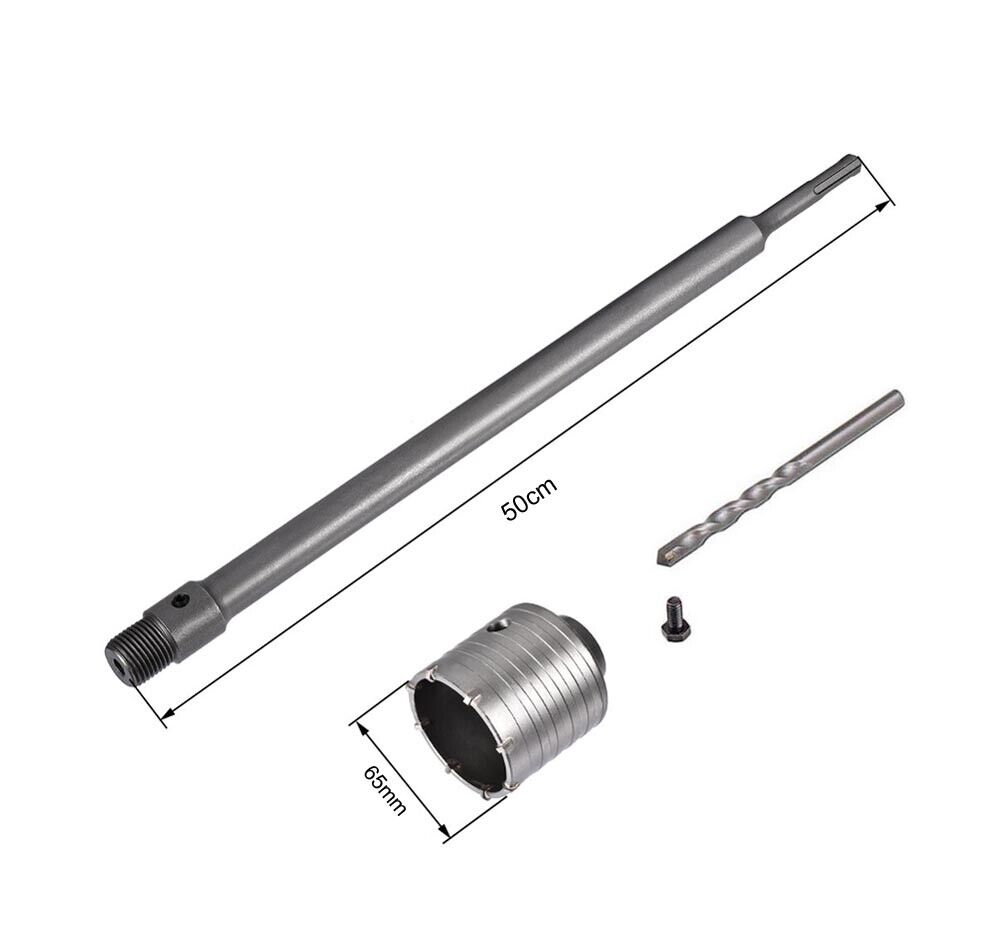 FRESA PER MURO A TAZZA 65 MM ASTA PROLUNGA 50 CM PER TRAPANO ATTACCO SDS PLUS