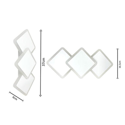 APPLIQUE LED LUCE BIANCA CALDA NATURALE 14 W LAMPADA DA PARETE 3 ROMBI IN VETRO