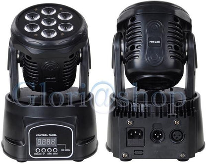 FARO 7 LED RGB DISCOTECA PROIETTORE LUCE ROTANTE EFFETTI STROBO RITMO MUSICA DMX