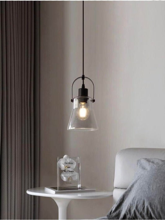 LAMPADARIO A SOSPENSIONE PARALUME IN METALLO E VETRO PORTA LAMPADINA E27 MODERNO