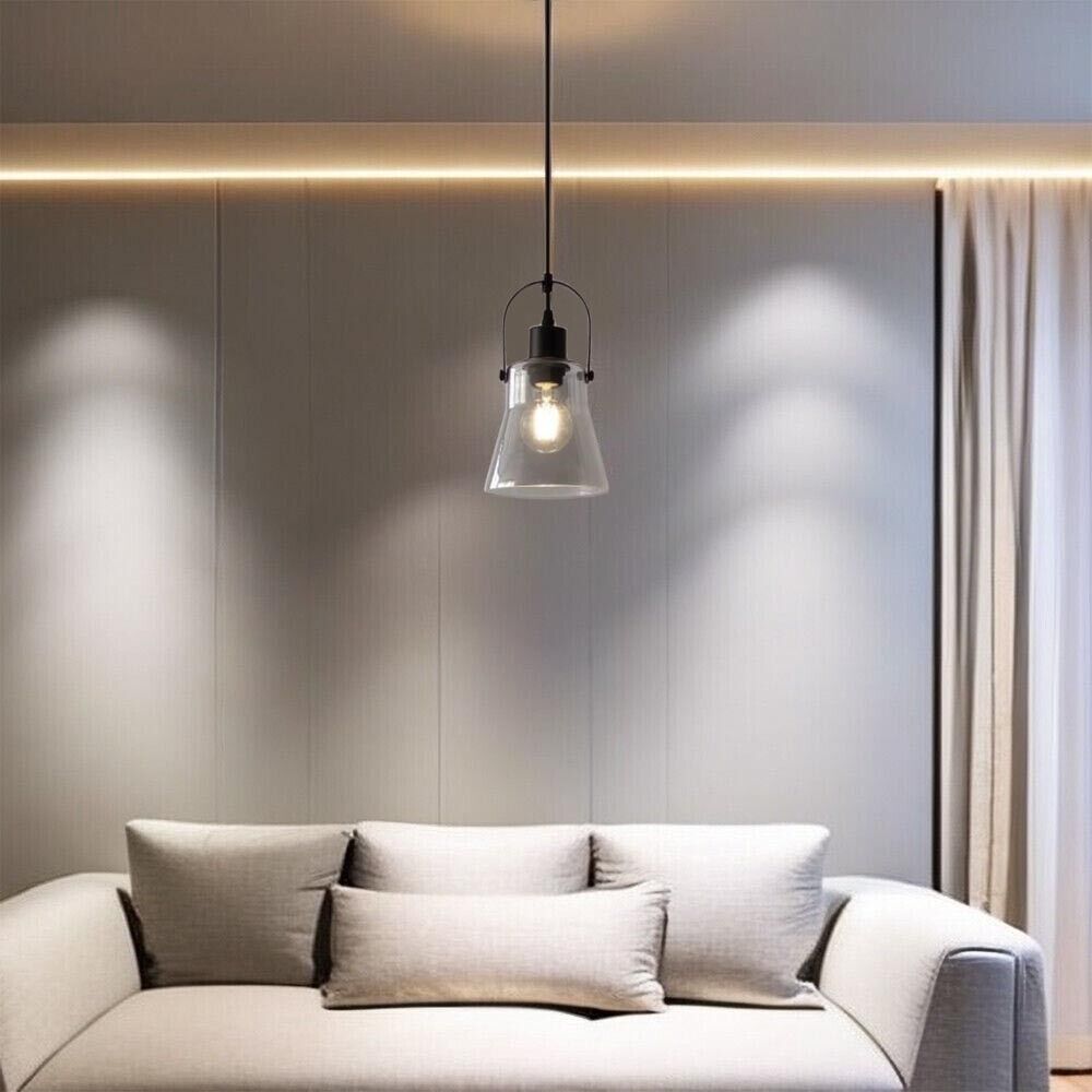 LAMPADARIO A SOSPENSIONE PARALUME IN METALLO E VETRO PORTA LAMPADINA E27 MODERNO