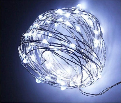 MINILUCCIOLA BIANCA 100 LED CATENA LUMINOSA 10 MT LUCI NATALIZI PANNELLO SOLARE