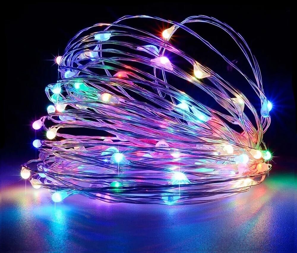 CATENA LUMINOSA 30 MT LUCI NATALIZI CON PANNELLO SOLARE MINILUCCIOLA 300 LED RGB
