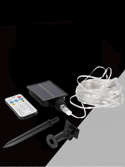 CATENA LUMINOSA 30 MT LUCI NATALIZI PANNELLO SOLARE MINILUCCIOLA 300 LED BIANCA