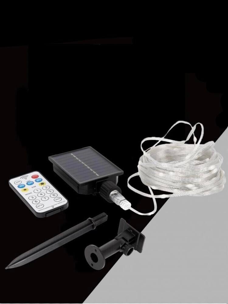 CATENA LUMINOSA 30 MT LUCI NATALIZI PANNELLO SOLARE MINILUCCIOLA 300 LED CALDA