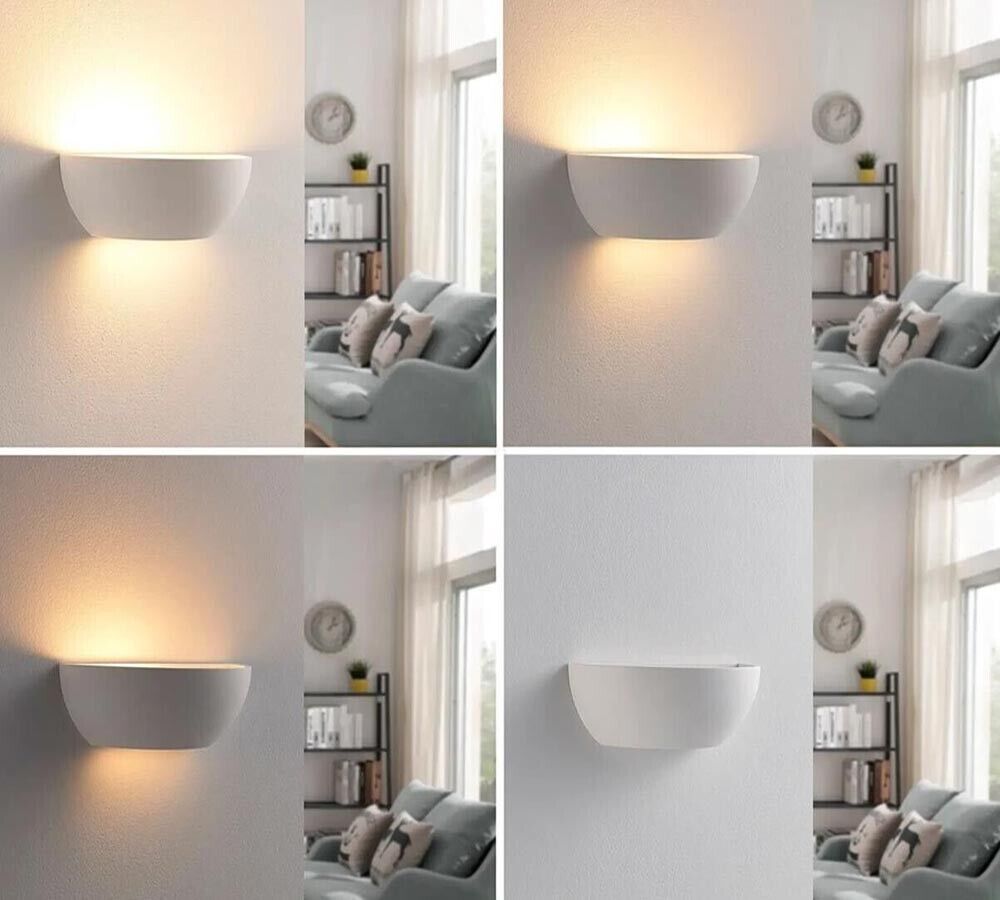 APPLIQUE DA PARETE COPPA IN GESSO VERNICIABILE ATTACCO R7S LUCE DOPPIA EMISSIONE